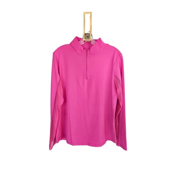 IBKUL Women's Hot Pink Solid Long Sleeve Quarter Zip Top Size X-Large - Picture 3 of 12